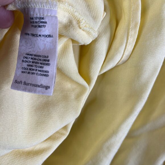 Soft Surroundings Tunic Blouse Womens Large Yellow Roll Tab Sleeve Button V-Neck - Picture 5 of 9